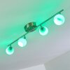 Motala Ceiling Light LED matt nickel, 4-light sources, Remote control, Colour changer