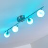 Motala Ceiling Light LED matt nickel, 4-light sources, Remote control, Colour changer