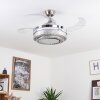 BENDIGO ceiling fan LED matt nickel, transparent, clear, 1-light source