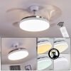 BENDIGO ceiling fan LED chrome, transparent, clear, white, 1-light source