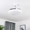 BENDIGO ceiling fan LED chrome, transparent, clear, white, 1-light source