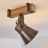 OKSBOL ceiling spotlight grey, light brown, brushed steel, 1-light source