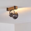 OKSBOL ceiling spotlight grey, light brown, brushed steel, 1-light source