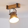 OKSBOL ceiling spotlight grey, light brown, brushed steel, 1-light source