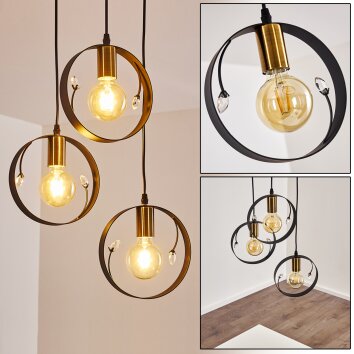 Pendant Light Leentje gold, black, 3-light sources