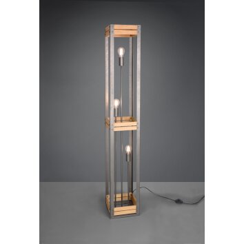 Trio KHAN Floor Lamp dark brown, matt nickel, 3-light sources