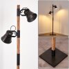 OKSBOL Floor Lamp dark brown, grey, brushed steel, 2-light sources