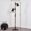 OKSBOL Floor Lamp dark brown, grey, brushed steel, 2-light sources