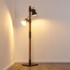 OKSBOL Floor Lamp dark brown, grey, brushed steel, 2-light sources