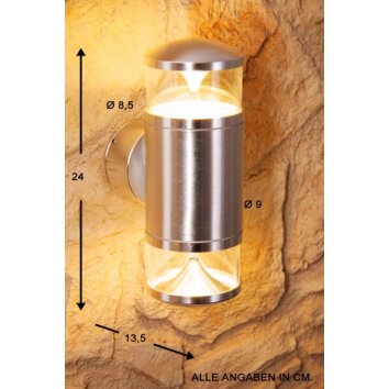 Konstsmide outdoor wall light transparent, clear, 2-light sources