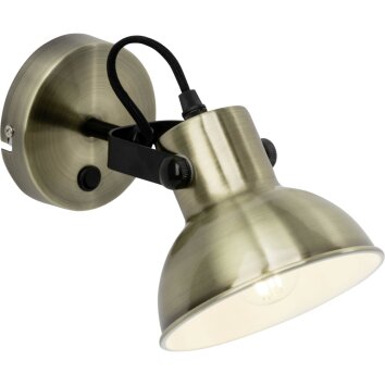 Brilliant ESTER wall spotlight brass, black, 1-light source