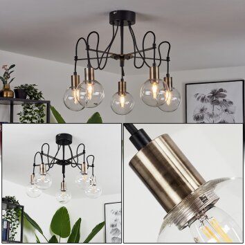 QUENTO Ceiling Light brass, black, 5-light sources