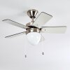 ELLMAU ceiling fan chrome, grey, white, 1-light source
