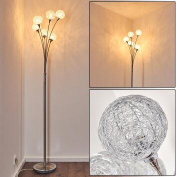 Paul Neuhaus WOMBLE floor lamp stainless steel, 6-light sources