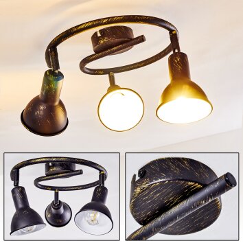 POLMAK Ceiling light black-gold, 3-light sources
