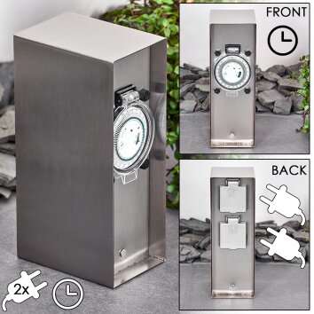 Abilene outdoor socket Stainless steel color, grey