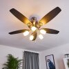IRVING ceiling fan chrome, grey, Light wood, 5-light sources