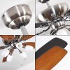 IRVING ceiling fan chrome, grey, Light wood, 5-light sources