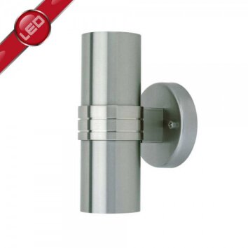 Brilliant Hanni outdoor wall light stainless steel, 2-light sources