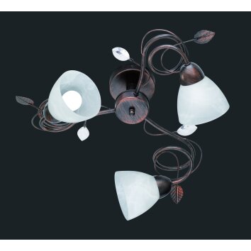 Trio-Leuchten Traditio Ceiling Light dark brown, rust-coloured, 3-light sources