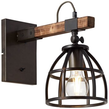Wall Light Brilliant Matrix Dark wood, black, 1-light source
