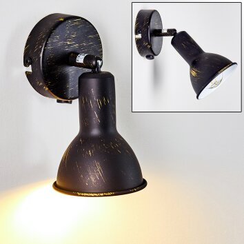 POLMAK wall spotlight black-gold, 1-light source