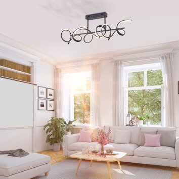 Leuchten-Direkt CURLS Ceiling Light LED black, 3-light sources