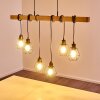 BARBENGO Pendant Light Light wood, black, 6-light sources