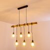 BARBENGO Pendant Light Light wood, black, 6-light sources