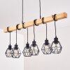 BARBENGO Pendant Light Light wood, black, 6-light sources