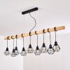 BARBENGO Pendant Light Light wood, black, 9-light sources