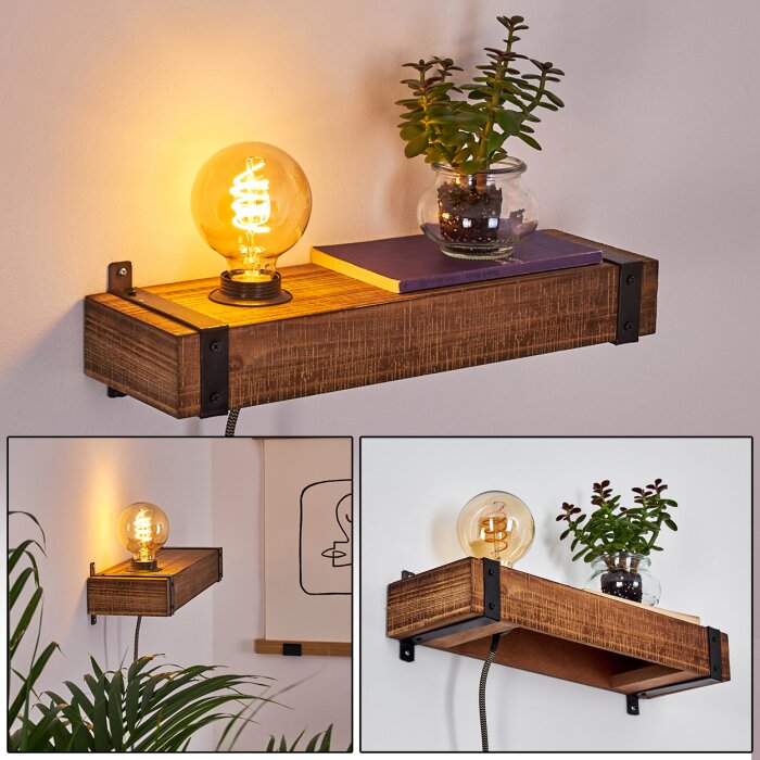 MONTGOMERY Wall Light Dark wood, black, 1-light source