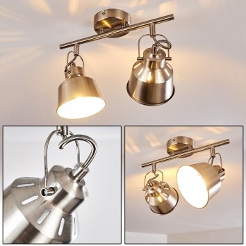 Ceiling Light Safari brushed chrome, 2-light sources