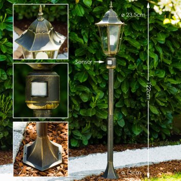 Bristol outdoor floor lamp gold, brass, 1-light source, Motion sensor
