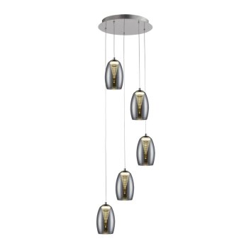 Brilliant Metropolis Pendant Light LED chrome, 5-light sources