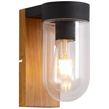 Brilliant CABAR Wall Light Dark wood, black, 1-light source
