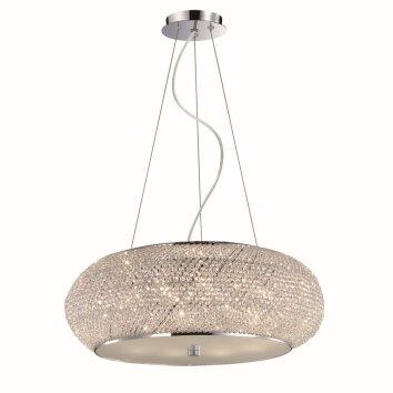 Ideal Lux PASHA Pendant Light chrome, Crystal optics, 10-light sources