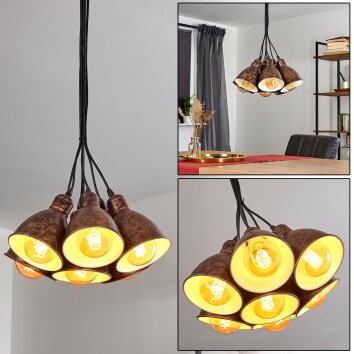 TIMOLA Pendant Light copper, rust-coloured, 7-light sources