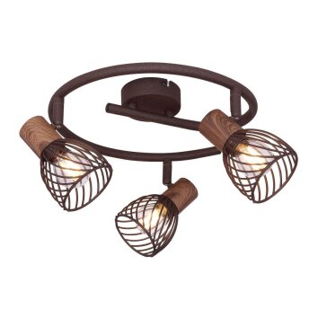 Spiral Spotlight Globo ISABELLE rust-coloured, 3-light sources