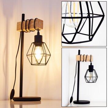 BARBENGO Table Lamp Light wood, black, 1-light source