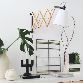 Steinhauer MEXLITE LIV Wall Light beige, Light wood, black, 1-light source