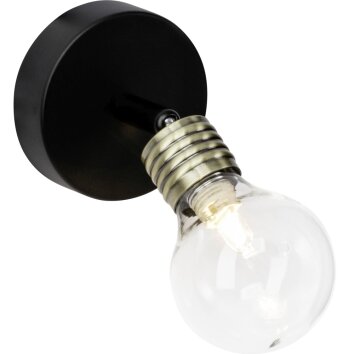 Brilliant BULB wall spotlight brass, black, 1-light source