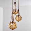 Pendant Light Eslov brown, rust-coloured, 3-light sources