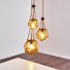 Pendant Light Eslov brown, rust-coloured, 3-light sources
