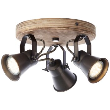 Round Spotlight Brilliant Seed Dark wood, black, 3-light sources