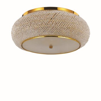 Ideal Lux PASHA Ceiling Light gold, Crystal optics, 10-light sources