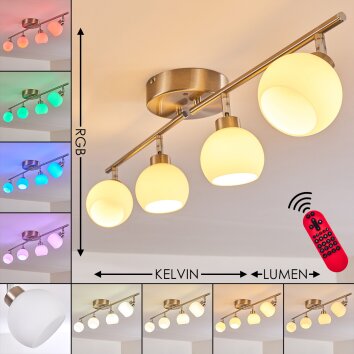 Motala Ceiling Light LED matt nickel, 4-light sources, Remote control, Colour changer