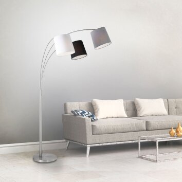 Leuchten-Direkt MELVIN Floor Lamp grey, black, white, 3-light sources