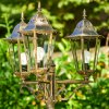 LANGSELE lamp post brown, gold, 3-light sources