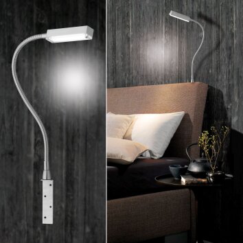 Honsel Raik bedside lamp LED matt nickel, 1-light source